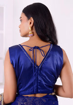 Load image into Gallery viewer, Blue Satin Silk Readymade Blouse
