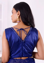 Load image into Gallery viewer, Blue Satin Silk Readymade Blouse
