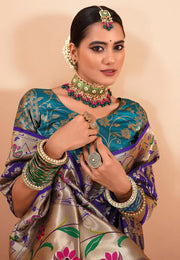 Blue Silk Paithani Saree