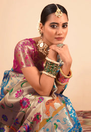 Blue Silk Paithani Saree