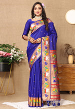 Load image into Gallery viewer, Blue Silk Paithani Saree
