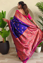 Blue Silk Paithani Saree