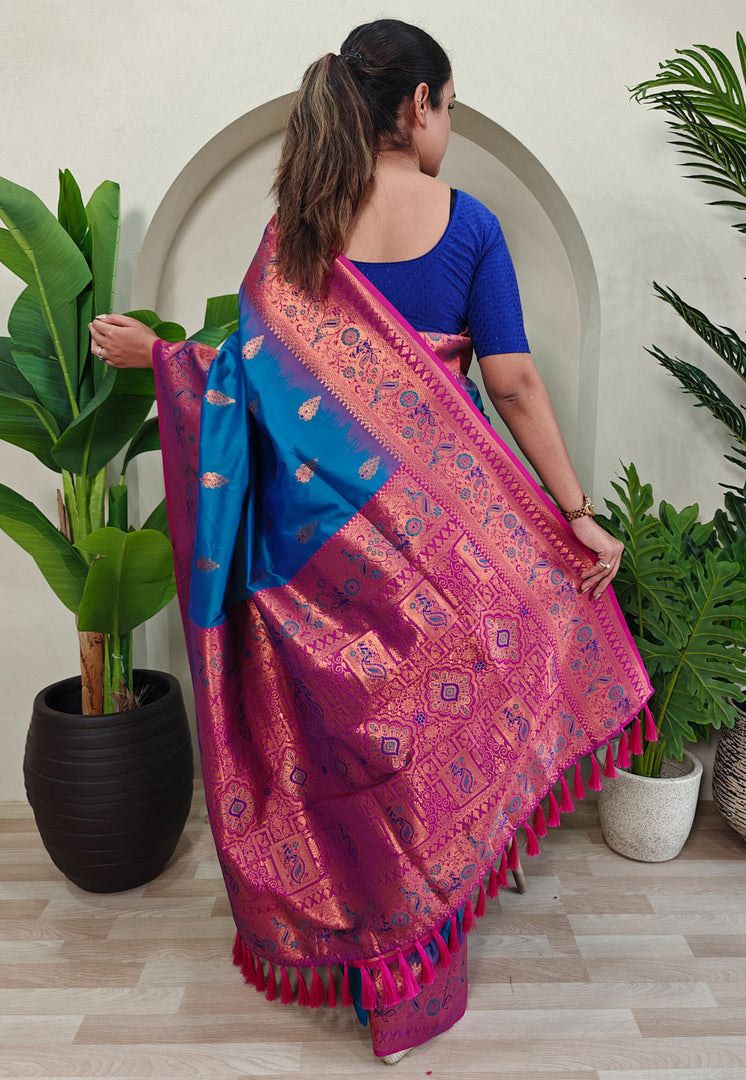 Blue Silk Paithani Saree