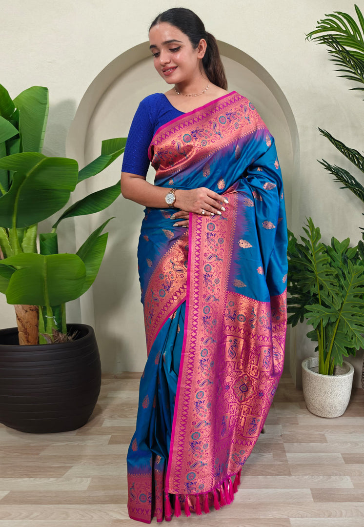 Blue Silk Paithani Saree