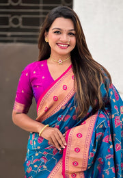 Blue Silk Paithani Saree