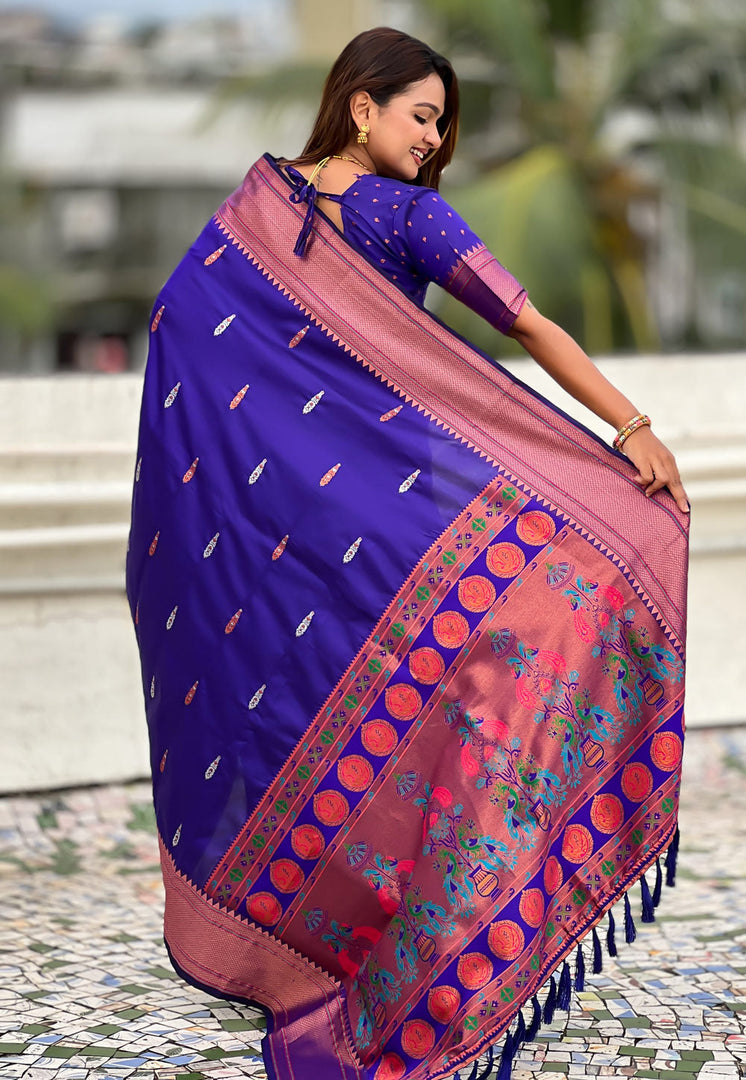 Blue Silk Paithani Saree