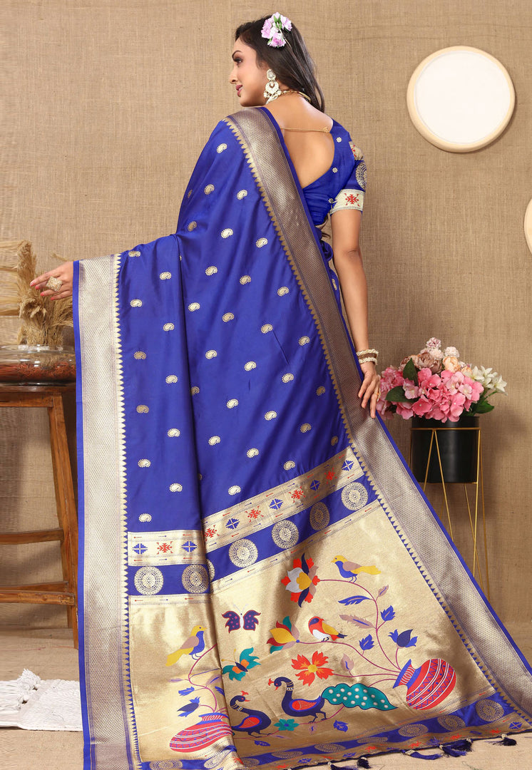 Blue Silk Paithani Saree