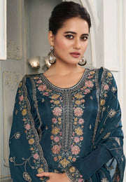 Blue Silk Pant Style Suit