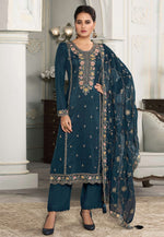 Load image into Gallery viewer, Blue Silk Pant Style Suit
