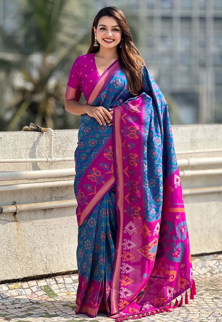 Blue Silk Patola Saree