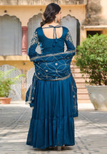 Load image into Gallery viewer, Blue Silk Readymade Anarkali Suit
