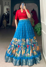 Load image into Gallery viewer, Blue Silk Readymade Circular Lehenga Choli

