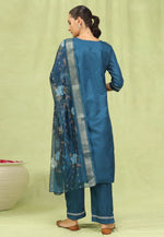 Load image into Gallery viewer, Blue Silk Readymade Pakistani Suit
