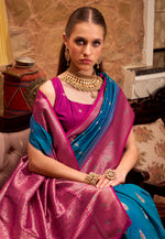 Load image into Gallery viewer, Blue Silk Saree With Blouse
