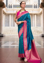 Load image into Gallery viewer, Blue Silk Saree With Blouse
