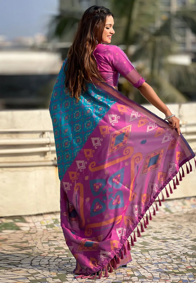 Blue Silk Saree With Blouse