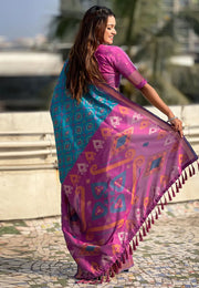Blue Silk Saree With Blouse