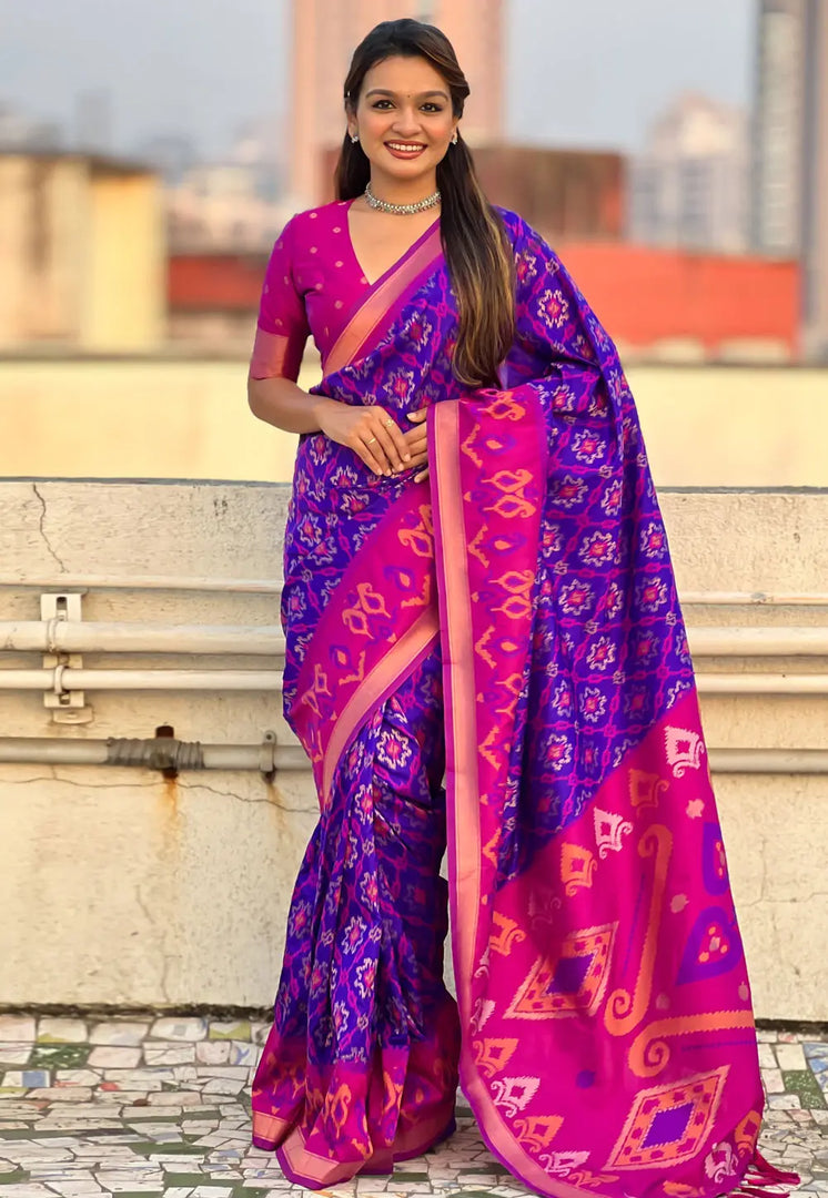 Blue Silk Saree With Blouse