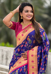 Blue Silk Saree With Blouse