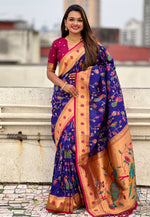 Load image into Gallery viewer, Blue Silk Saree With Blouse
