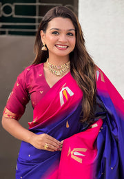 Blue Silk Saree With Blouse