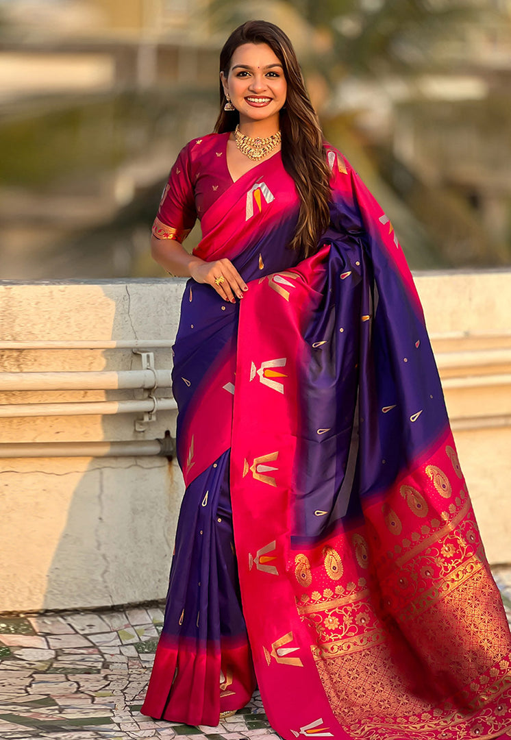 Blue Silk Saree With Blouse