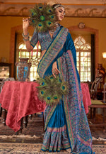 Load image into Gallery viewer, Blue Silk Saree With Blouse
