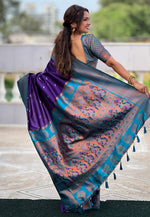 Load image into Gallery viewer, Blue Silk Saree With Blouse
