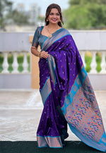 Load image into Gallery viewer, Blue Silk Saree With Blouse
