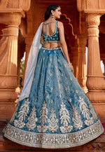 Load image into Gallery viewer, Blue Tissue Lehenga Choli For Wedding
