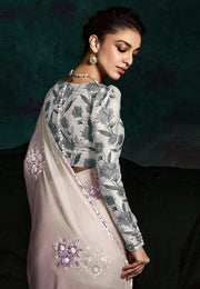 Blue Tissue Saree With Blouse