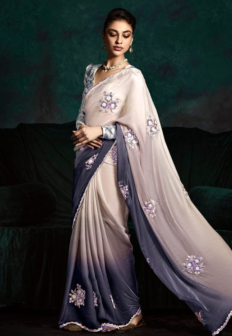 Blue Tissue Saree With Blouse