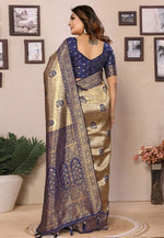 Load image into Gallery viewer, Blue Tissue Silk Saree With Blouse
