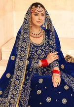 Load image into Gallery viewer, Blue Velvet Indo Western Lehenga Choli
