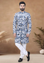 Load image into Gallery viewer, Blue Velvet Indo Western Suit

