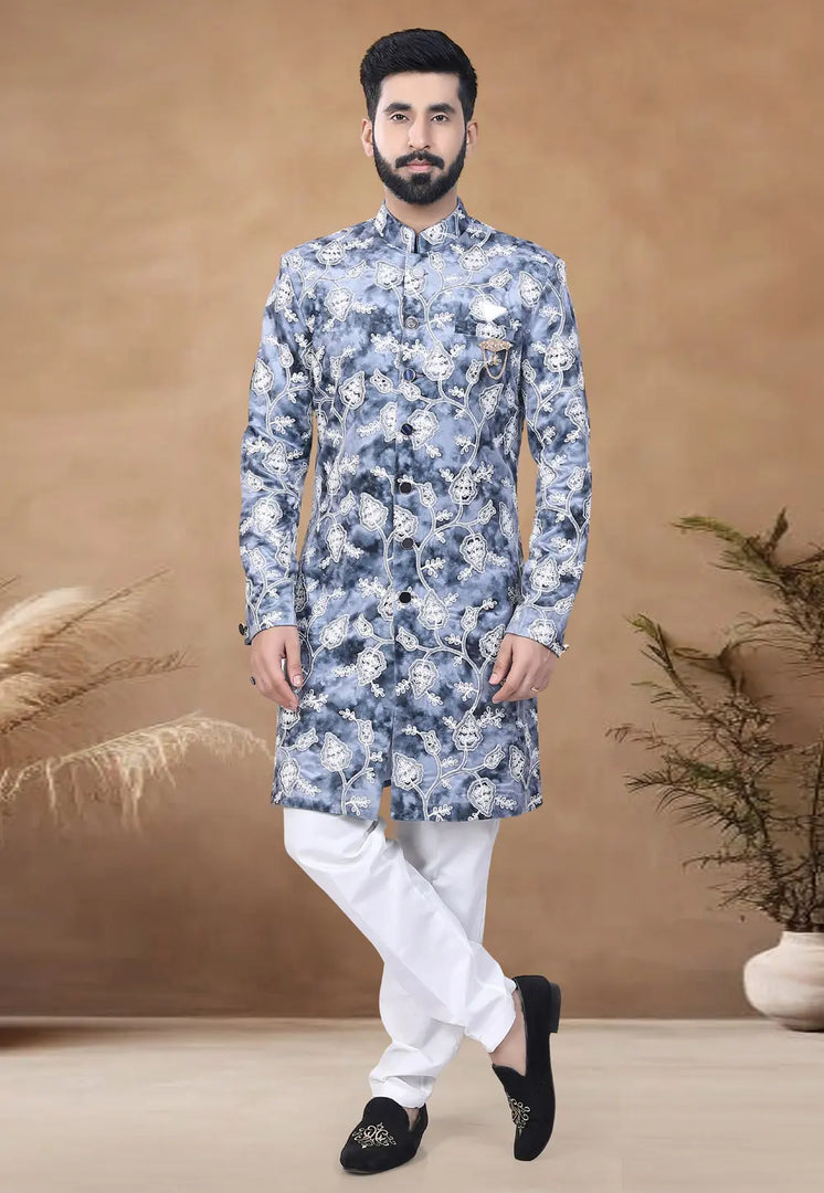 Blue Velvet Indo Western Suit