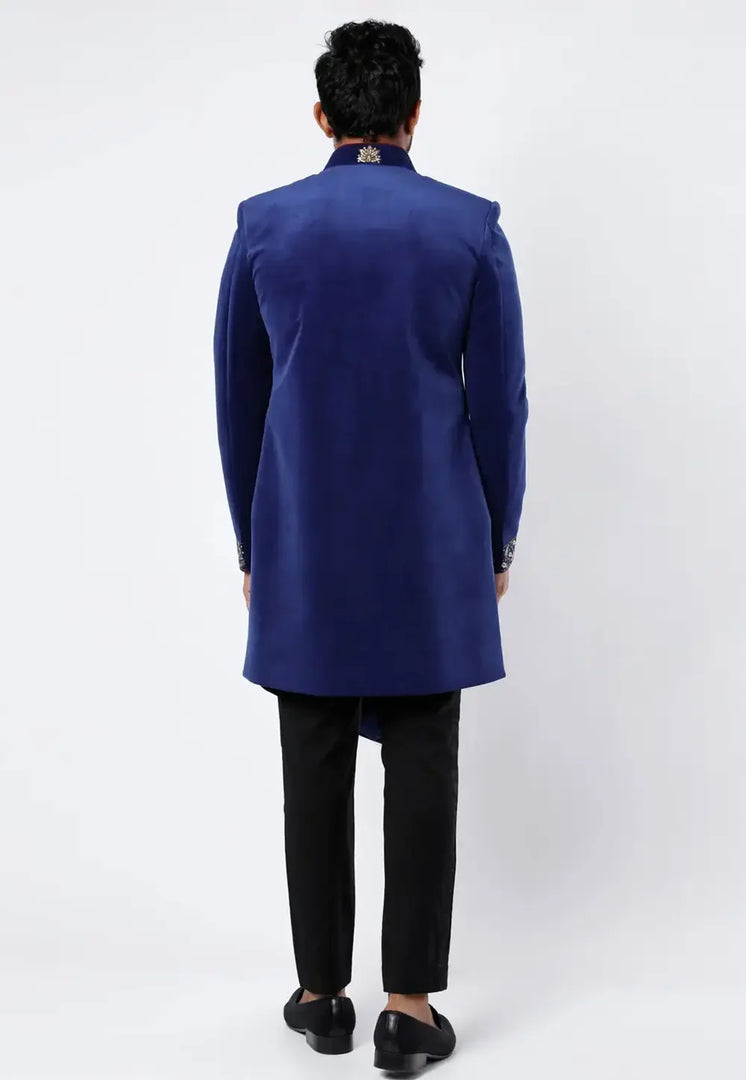 Blue Velvet Jodhpuri Suit