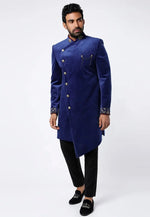 Load image into Gallery viewer, Blue Velvet Jodhpuri Suit
