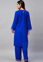 Load image into Gallery viewer, Blue Velvet Kurta Set With Palazzo

