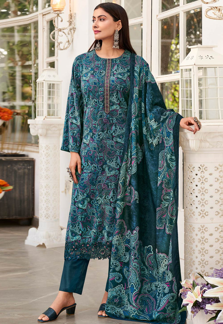 Blue Velvet Pant Style Suit