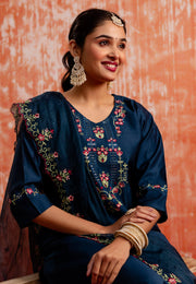 Blue Viscose Rayon Readymade Pakistani Suit
