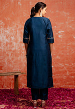 Load image into Gallery viewer, Blue Viscose Rayon Readymade Pakistani Suit
