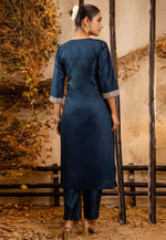 Load image into Gallery viewer, Blue Viscose Rayon Readymade Pant Style Suit

