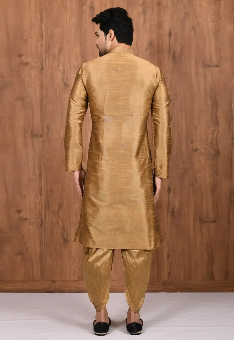 Brown Art Silk Dhoti Kurta