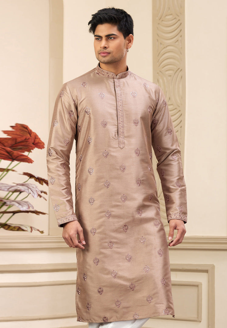 Brown Art Silk Kurta Pajama