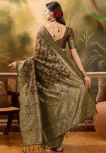 Load image into Gallery viewer, Brown Banarasi Jacquard Saree