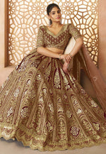 Load image into Gallery viewer, Brown Banarasi Silk Lehenga Choli

