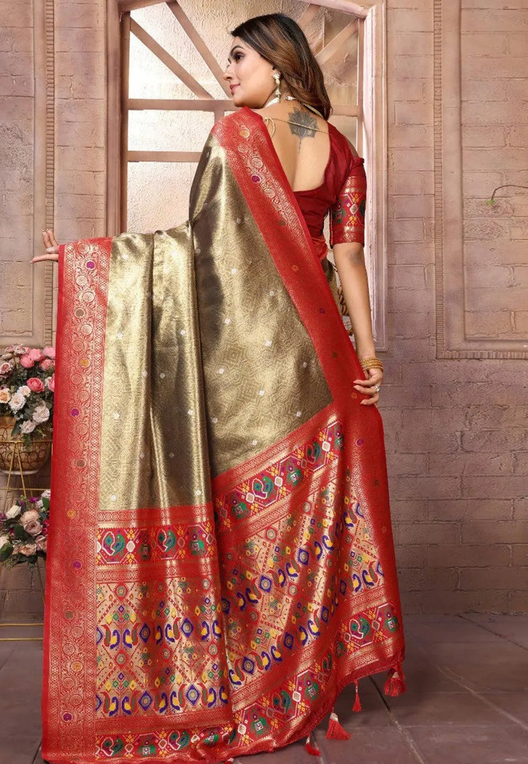 Brown Banarasi Silk Saree