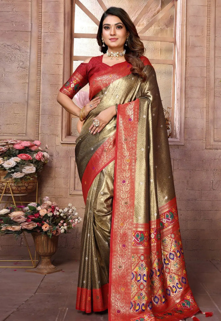 Brown Banarasi Silk Saree