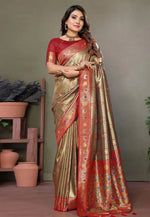Load image into Gallery viewer, Brown Banarasi Silk Saree With Blouse
